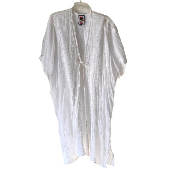 Johnny Was Palm Georgia White Embroidered Eyelet Kimono One Size - Picture 5 of 12